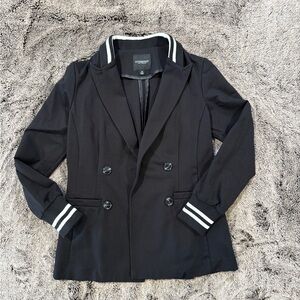 Liverpool Black Double-Breasted Blazer with White Stripes